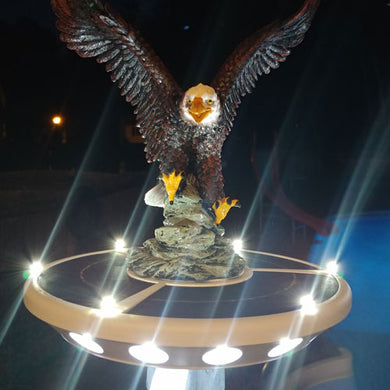 Flying Bald Eagle and Solar Flagpole Light Triple Topper