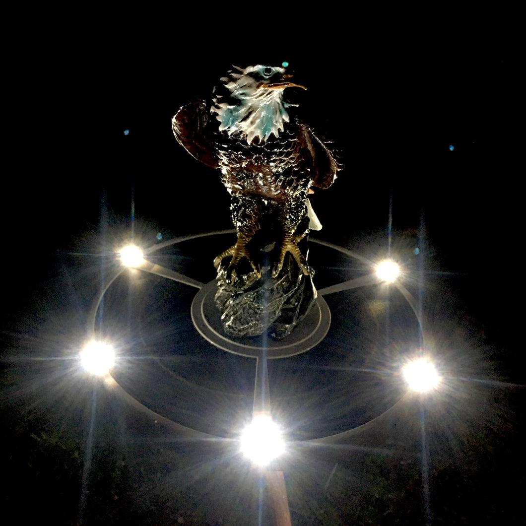 Bald Eagle Flagpole Topper and Solar Flagpole Light Triple Topper