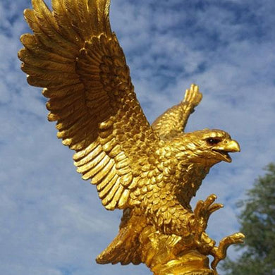 Gold Flying Bald Eagle and Ultra Bright Top Solar Flagpole Light